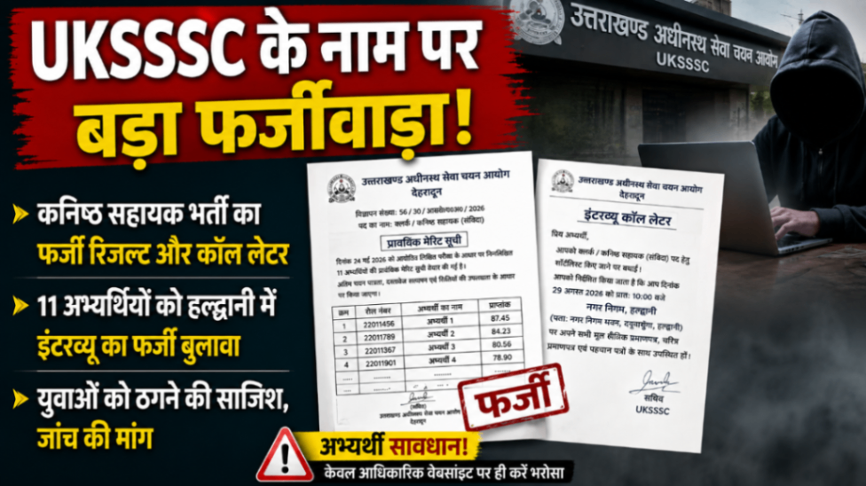 UKSSSC के नाम पर फर्जीवाड़ा! नकली रिजल्ट और इंटरव्यू कॉल लेटर से युवाओं से खेला करने की कोशिश